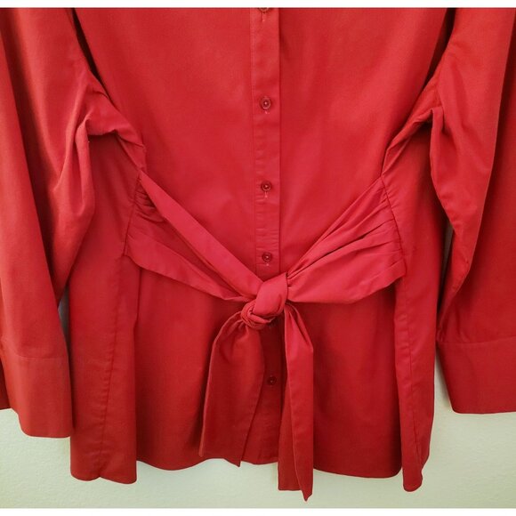 Chico's Red Cotton Blend Tie Front Tunic Shirt Top Size L EUC - Picture 4 of 9